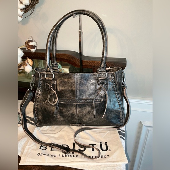 NWT Bed Stu Rockababy Satchel Shoulder Crossbody Black Hand Wash MSRP $270 - Picture 2 of 14